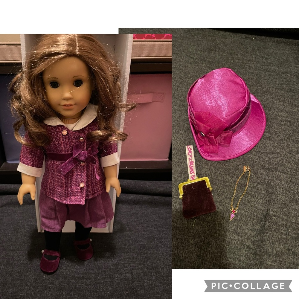 American Girl Doll Beforever Rebecca Rubin w/meet outfit, bracelet, Hat, purse